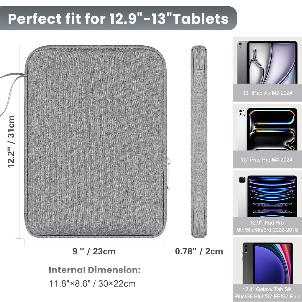 ZORBES® 12.9 inches Tablet Travel Bag for iPad Waterproof Travel Zipper Bag with Utility Mesh Pocket Travel Accessories Bag Universal Tablets Pad Organizer Bag, Grey ZORBES® 12.9 inches Tablet Travel Bag for iPad Waterproof Travel Zipper Bag with Utility Mesh Pocket Travel Accessories Bag Universal Tablets Pad Organizer Bag, Grey